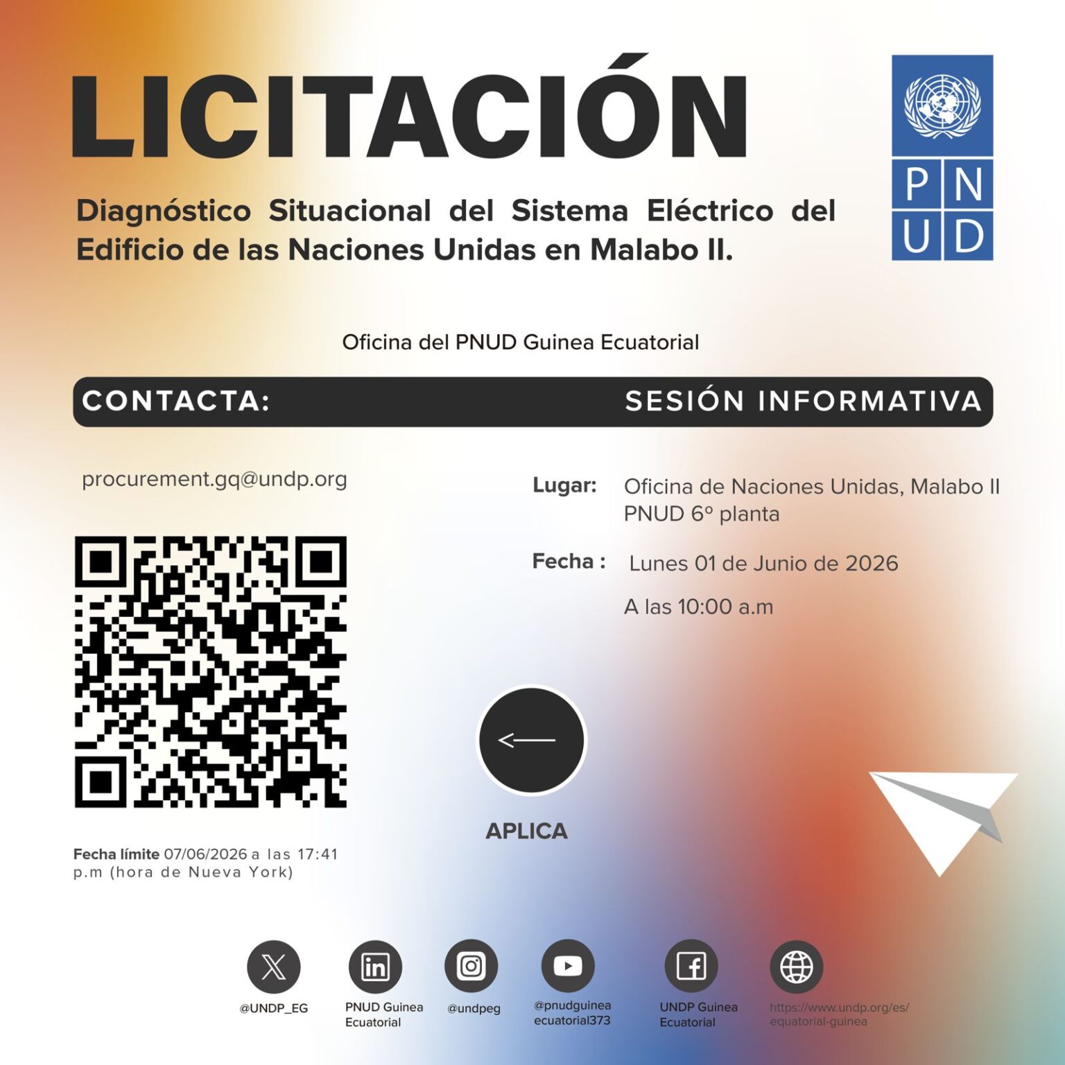 El PNUD abre convocatoria para evaluar el sistema eléctrico del Edificio de las Naciones Unidas en Malabo II